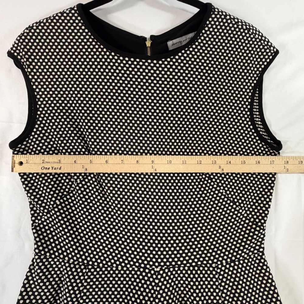 Danny & Nicole Women Black Cream Polka Dot Fit Flare Dress Petite 10P Sleeveless - Picture 8 of 8